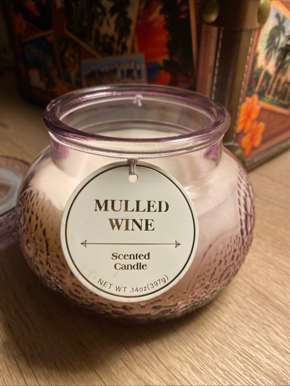 Mulled(Spiced) Wine Candle Lovely Glass Decorative Jar Reclose-Lid 2-Wick/14 Oz - Picture 4 of 6